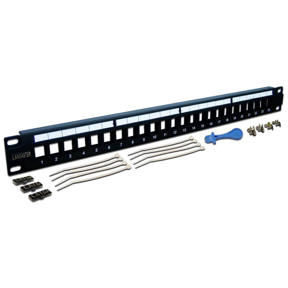 Патч-панель LANMASTER наборная 19", неэкранированная, 24 порта, 1U