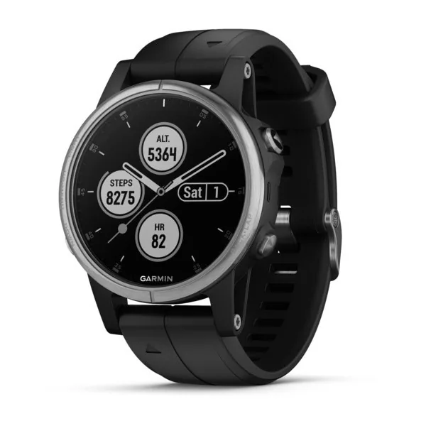 Смарт-часы Garmin Fenix 5S PLUS чёрные с чёрным ремешком